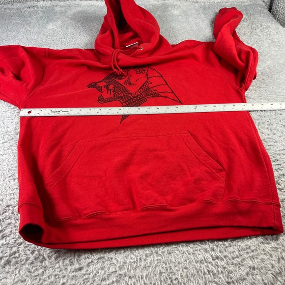 AWDis Just Hoods JH001 Red Graphic Wolf Hoodie Mens Large Pullover Sweatshirt - Picture 3 of 7